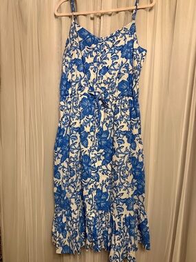 Vineyard Vines Blue and White Floral Midi Dress